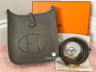Hermes Mini Evelyne錫器灰/金扣