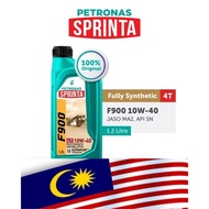 PETRONAS Sprinta 4T F900 10W-40 1.2 L Fully Synthetic Minyak Hitam API SN JASO MA2 *SIRIM QAS