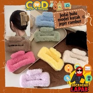 ️JOERAGAN LAPAK ️PREMIUM FUR HAIR TIE BOX MODEL KOREAN STYLE WOMEN'S HAIR CLIP SOFT SMOOTH FURR 9 CM