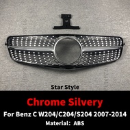 กระจังหน้ากรอบกระจังหน้ารถรถแข่งปรับแต่งสไตล์เพชรสำหรับรถ Mercedes W204 C204รถเก๋ง S204รถเก๋ง Benz C