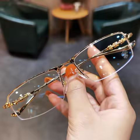 0 To -6.0 Myopia Glasses Anti Blue Light/ Photochromic Versatile Men's Business Glasses Half Frame M