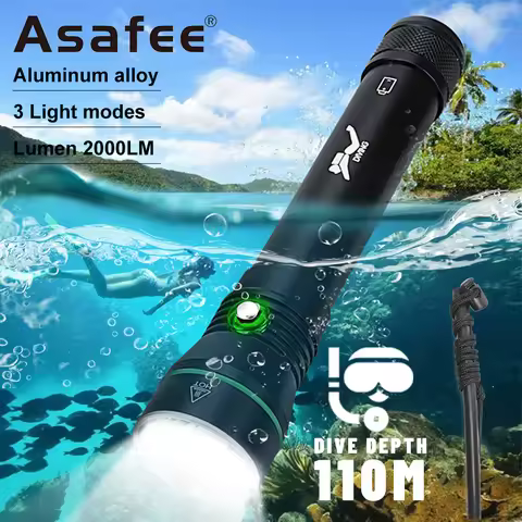 Asafee S4 Underwater Diving Flashlight LED Waterproof Diving Torch 2000 lumen Spearfishing Underwate