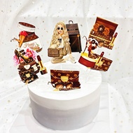 Brown Book Bag Girl Cake Set - Birthday Cake and Cream Cake Accessories-