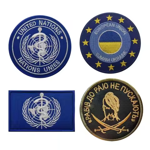 WHO Embroidered Patch Military Hook&loop Morale Badge Ukraine EU Foreign Trade Commemorative Emblem 