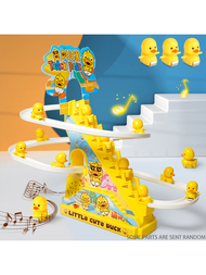 1 Pc 鴨子追逐軌道遊戲軌道滑梯玩具（配有 3* 小黃鴨）,爬樓梯玩具過山車玩具帶燈光音樂玩具,玩具套裝生日禮物
