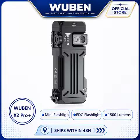 Wuben X2 Pro+ 1500LM Rechargeable Magnetic EDC Flashlight, Tiltable White Red Side Light, IP65 Water