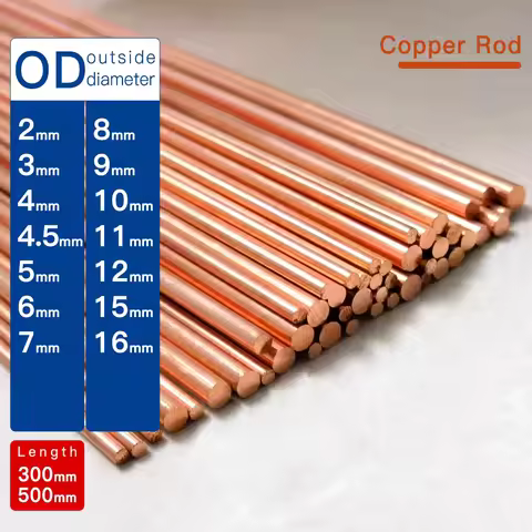 Copper Rod Diameter Φ2mm-16mm Length 300 500mm Straight Red Copper Solid Bar Purple Copper Round Rod