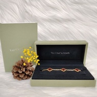 梵克雅寶 Vintage Alhambra 紅色拼金色 18K黄金 手鏈 五花