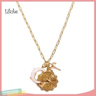 LK Moon and Stars Pendant Faux Opal Necklace 12 Zodiac Constellation Pendant Necklace with Faux Opal