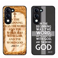 Phone Case cover for Vivo Y04s Bible verse John 1 1 aesthetic black Protection