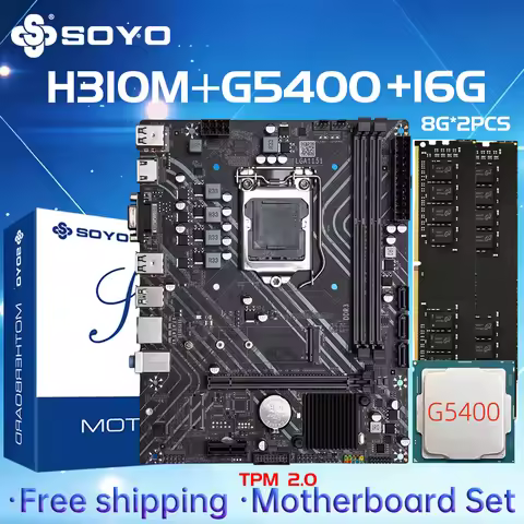 SOYO H310M DDR3 Motherboard G5400CPU 16G(8G*2)RAM Intel LGA1151 TPM2.0 Computer com Kit Xeon PCGAME 