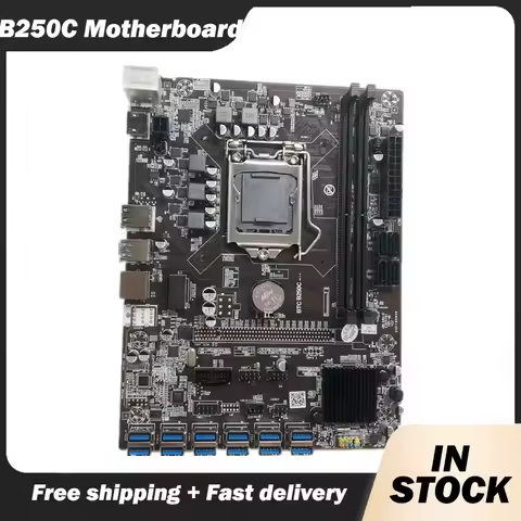 B250C BTC Mining Motherboard 12XPCIE to USB3.0 Graphics Card Slot LGA1151 DDR4 MSATA ETH Miner Mothe