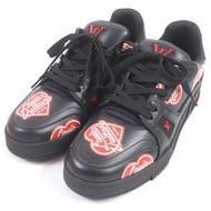 全新未使用LOUIS VUITTON NIGO 2021 LV Trainer 系列皮革低筒運動鞋，黑色，6.5 碼，義大利製造，附鞋盒和防塵袋