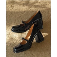 High heels big size 40 41 42 7cm square heel with square toe