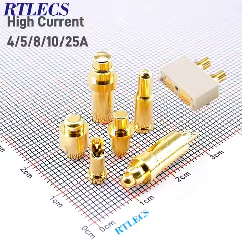 2/5/10Pcs High Current Pogo Pin Connector 2A 5A 6A 8A 10A 15A 20A 25A Battery Spring Loaded Needle T