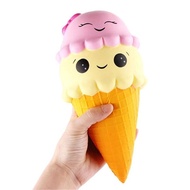 FLH Jumbo Kawaii Squishy Squishi Ice Cream Cone Food Slow Rising Toy for Children Adults Relieves St