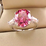 5.0ct Pink Oval Moissanite Ring for Women Engagement Anniversary Jewelry 100% S925 Sterling Silver P