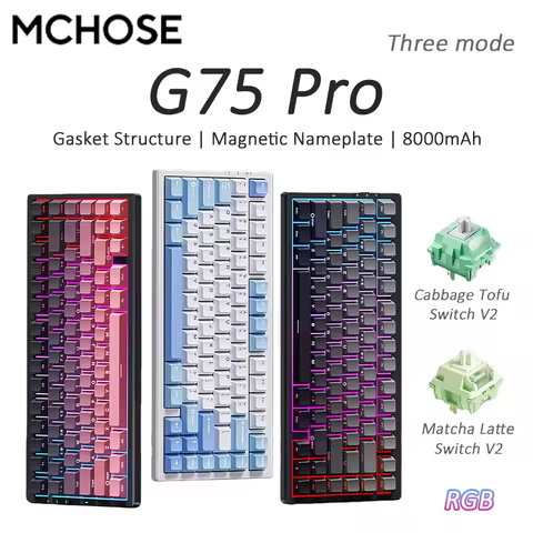 MCHOSE G75 Pro 75% Mechanical Keyboard Side carved Wireless Bluetooth Customized Game E-sports Three