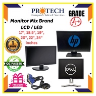 (Grade A) Mix Branded LCD/LED HP,Dell,Lenovo widescreen & Square Monitor 17"/18.5"/19"/20"/22"/24"in