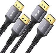 Stouchi 2Pack DisplayPort Cable 1.4 240Hz 3M/10FT DP1.4 Support 8K@60Hz 4K@60Hz/144Hz/120Hz 5K@60Hz/120hz 2K@165Hz/240Hz FreeSync G-Sync 32.4Gbps HDR10 Display Port Lead for Monitor
