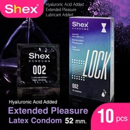 Condoms 002 LOCK Hyaluronic Acid Lubricated Thin Condom 52 mm. Ultra Thin Soft and Ribbed Dotted by 