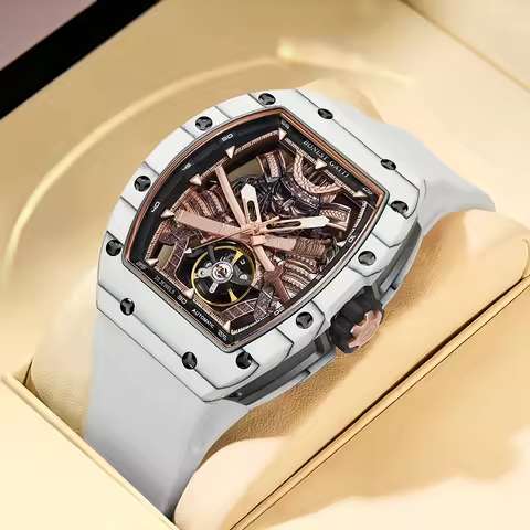 BONEST GATTI Fashion Automatic Movement Wristwatch Skeleton Warrior Big Dial Sapphire Glass Mechanic