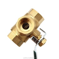 Brass Ball Valve Fixed 3 Way Full L Type Port Thread Connector Faucet Water Filter Adapter Handle 1/