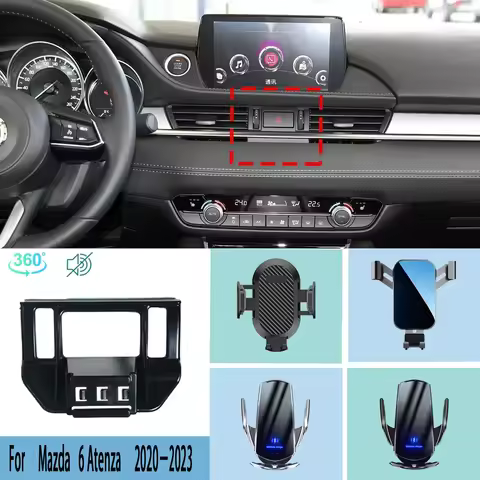 Car Phone Holder For Mazda 6 Atenza 2020 2021-2023 Mobile Phone Support Car Mounts Wireless Charging