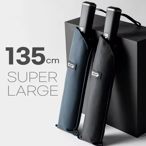 Large Golf Umbrella 135cm Windproof Automatic 8 Ribs 210T Rain Business Style Folding Strong Umbrell