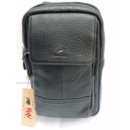 rRAV DESIGN, Men's Chest Bag / Genuine Leather / Black / YRE244 - G1
