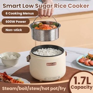 [Ready Stock] Low-sugar Desugar Rice Cooker  Mulitfunctional  Electric Cooker 1.7L Mini Rice Cooker Small Hot Pot  Non-Stick Pan With Steamer