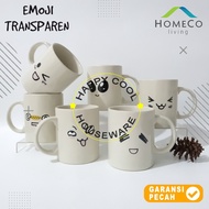HOMECO 1pcs Mug 11oz Emoji Japanese Collection Transparent Emoji Handle Glass