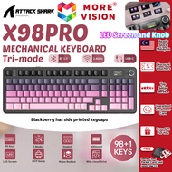 ATTACK SHARK X98Pro Wireless Mechanical Gaming Keyboard Tri-mode Bluetooth USB RGB LED Light Color S