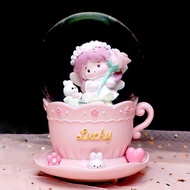 Cartoon Cute Flower Paradise Crystal Ball Music Box Creative Teacup Rabbit Flower Fairy Luminous Mus