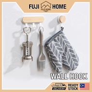🏠READY STOCK🏠 Wood Wall Hook Wall Hanger Household Wall Kitchen Without Nail Sticker Hook Strong Sti
