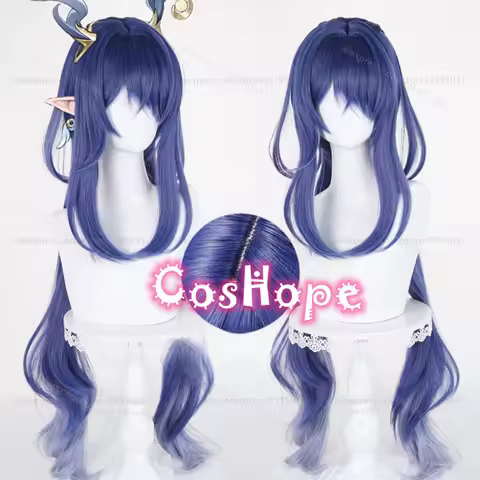 Lauma Cosplay Wig 100cm Long Blue Gradient Wig anime Heat Resistant Synthetic Wigs for Halloween Car