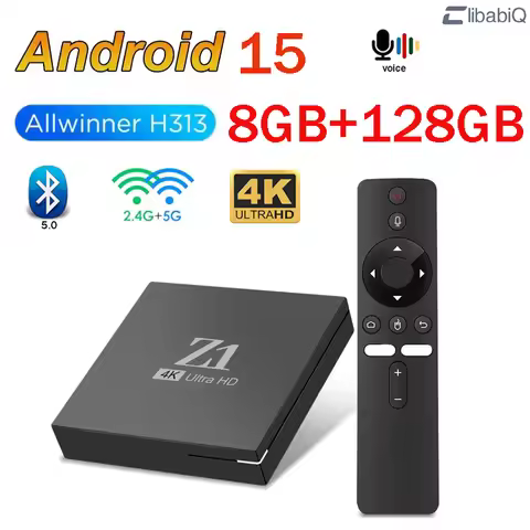 Z1 TV Box Smart HD 4K Allwinner H313 Quad Core 8GB 128GB Media Player 4G 5G WIFI BT5.0 Android 15 Vo