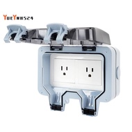 IP66 Rating 15A Rainproof Charging Socket Outdoor Double Socket Waterproof Box US Plug