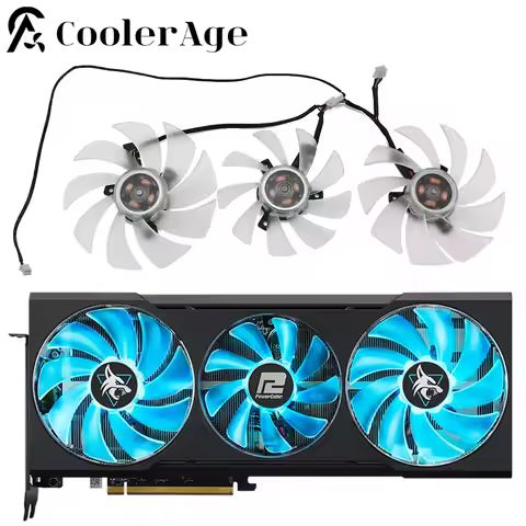 Video Card Fan For Powercolor Hellhound Spectral White AMD Radeon RX 6700 XT 12GB GDDR6 95MM RX5700X