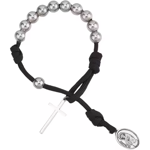 Prayer Pocket Rosary 304 Stainless Steel Black Tibetan Style Pocket Paracord Rosary One Decade Parac