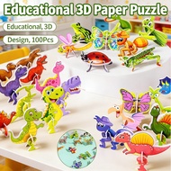 100Pcs Gift Toys Education Puzzle Paper Children 3D