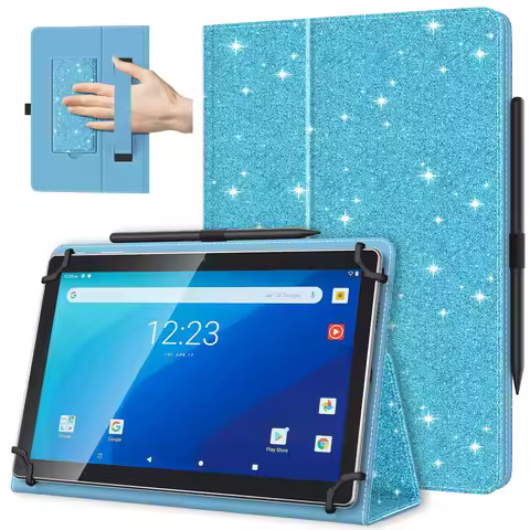 Universal Case for 10.1 Inch Android Tablet with Pen Loop,Lightweight Folding Stand Cover with Hand 
