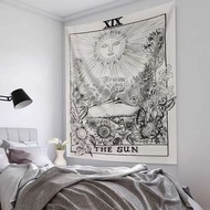 北歐復古太陽月亮塔羅牌掛布背景布牆布床頭臥室牆面裝飾桌布掛毯海灘巾（150*200
