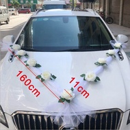 White Rose Artificial Flower for Wedding Car Decoration Door Handle Ribbons Silk Flower Bridal Car Decoration Fake Flores DIY