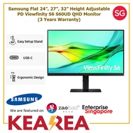 Samsung Flat 24”, 27”, 32”  Height Adjustable PD Viewfinity S6 S60UD QHD Monitor (3 Years Warranty)