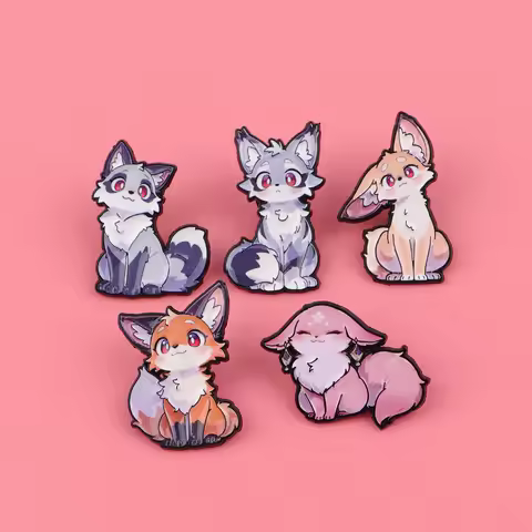 Cute Cartoon Fox Enamel Pins Colorful Animal Metal Badge Brooch for Jewelry Accessory Gifts for Men 
