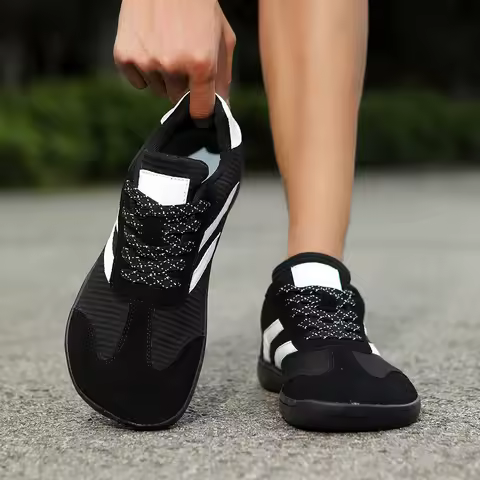 FANCYLEE Women Retro Barefoot Shoes Suede Patchwork Wide Toe Box Sneakers Minimalist Zero Drop Gym T