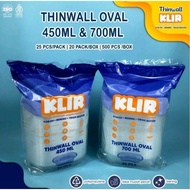 Thinwall Square Oval Clear 450 ML & 700 ML Food Container + Lid (25 Pcs)