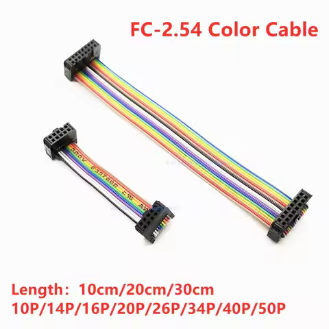 2PCS 2.54MM Pitch FC-10/14/16/20/40/50Pin 10/20/30CM JTAG ISP Download Cable Color Flat Ribbon Data 
