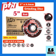 (25pcs) PTN 5" x 6.0mm Grinding Wheel/Disc Red for metal & stainless steel [Iron free] [125 x 6.0 x 